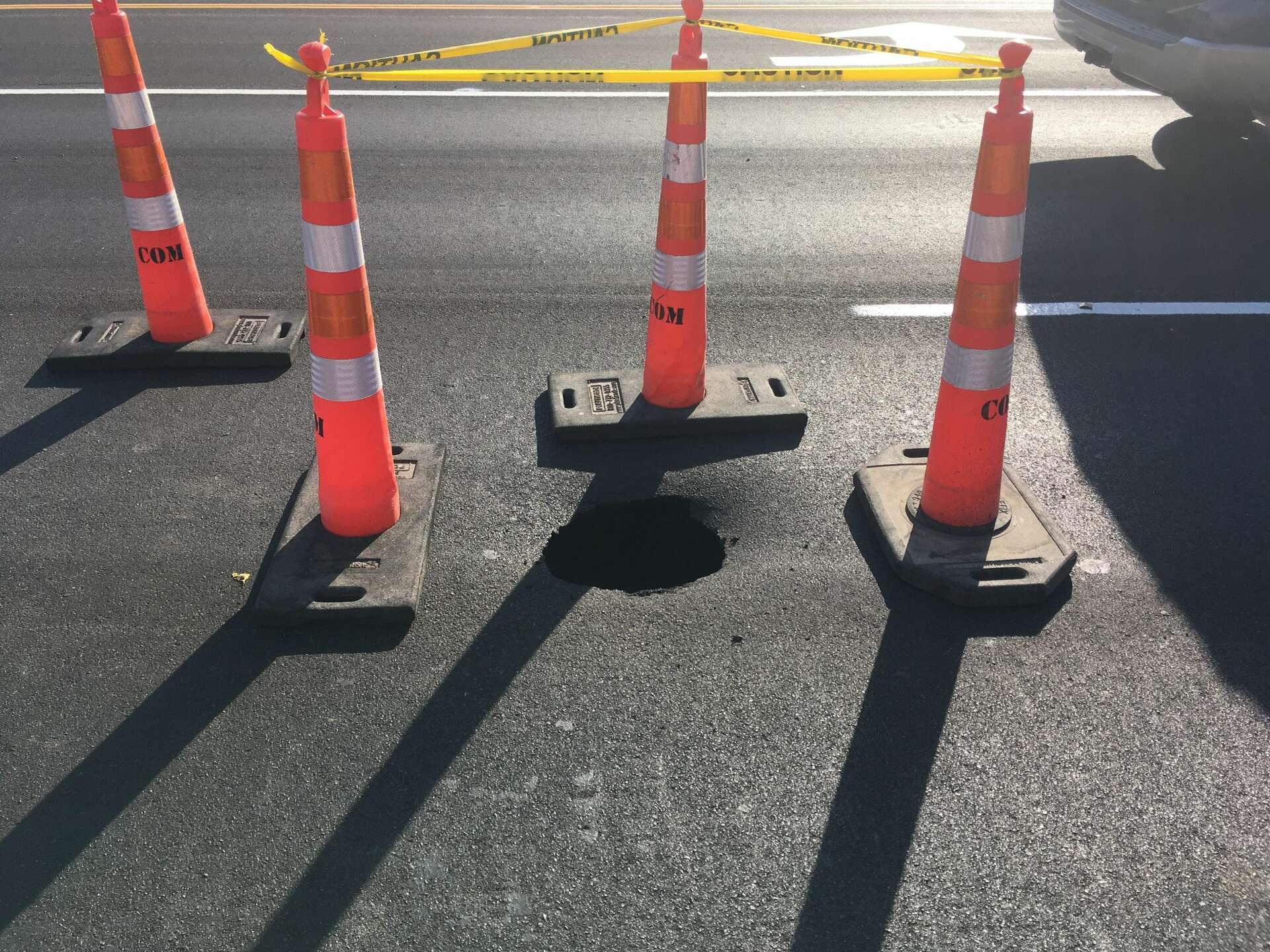 Sinkhole develops on Midkiff Road