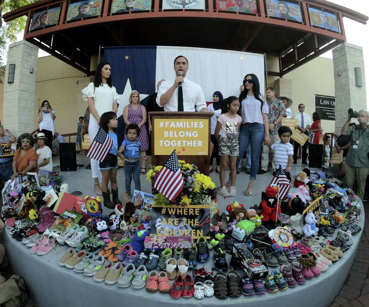 U.S. Rep. Joaquin Castro speaks during the #WhereAreTheChildren rally in support of immigrant children and families at the at the Guadalupe Cultural Center on Thursday, May 31, 2018. Groups participating included the Texas Organizing Project, MALC, and RAICES.