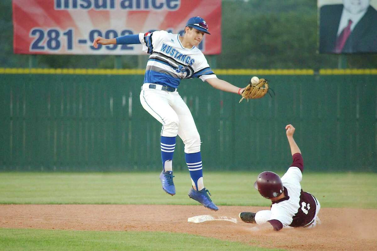Friendswood's Izaac Pacheco (34) returns at shorstop, but will also play third base and pitch for the Mustangs this spring.
