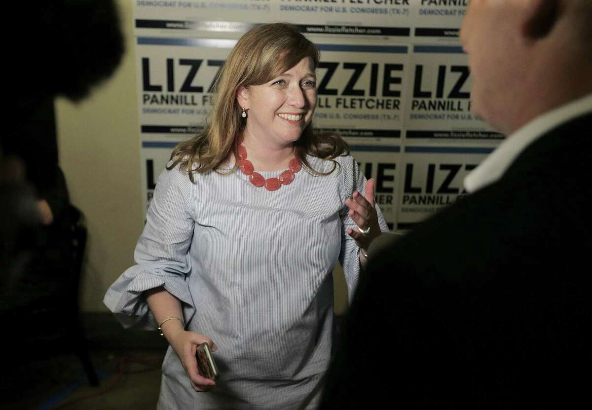 Lizzie Pannill Fletcher talks to the media during her election night party at Buffalo Grill on Tuesday, May 22, 2018 in Houston. Fletcher was in a runoff to be the democratic candidate for Texas' seventh congressional district against Laura Moser. (Elizabeth Conley/Houston Chronicle)