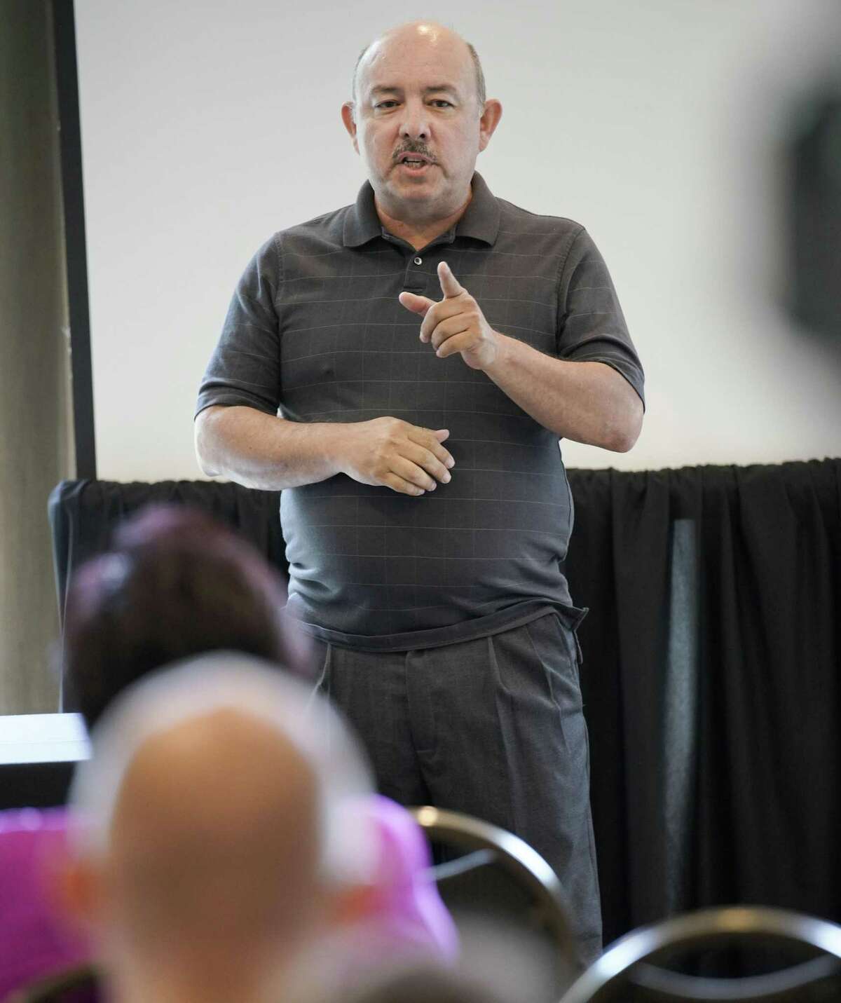 Former federal deportation officer Edwardo Rodriguez speaks during a discussion about immigration, Friday, June 1, 2018, during the 89th LULAC State Convention in San Antonio. (Darren Abate/For the San Antonio Express-News)