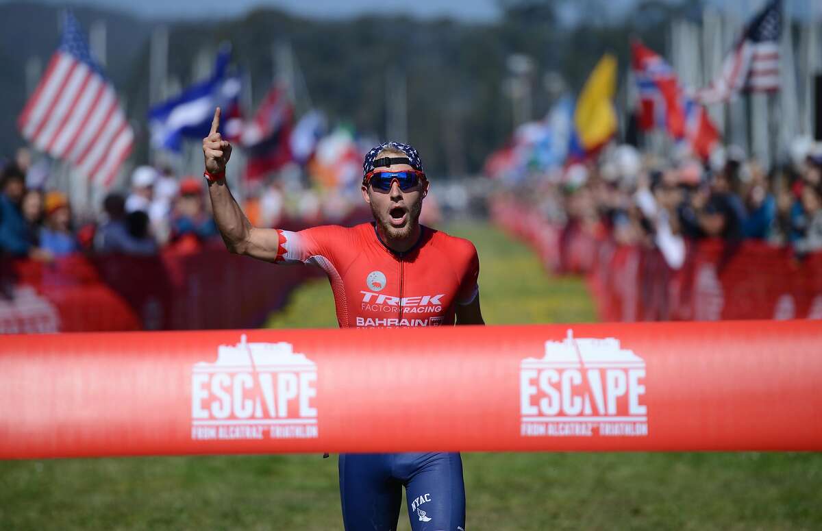 Ben Kanute, from Phoenix, Arizona, on his way to winning the Escape From Alcatraz Triathlon hosted in San Francisco Sunday June 3, 2018.