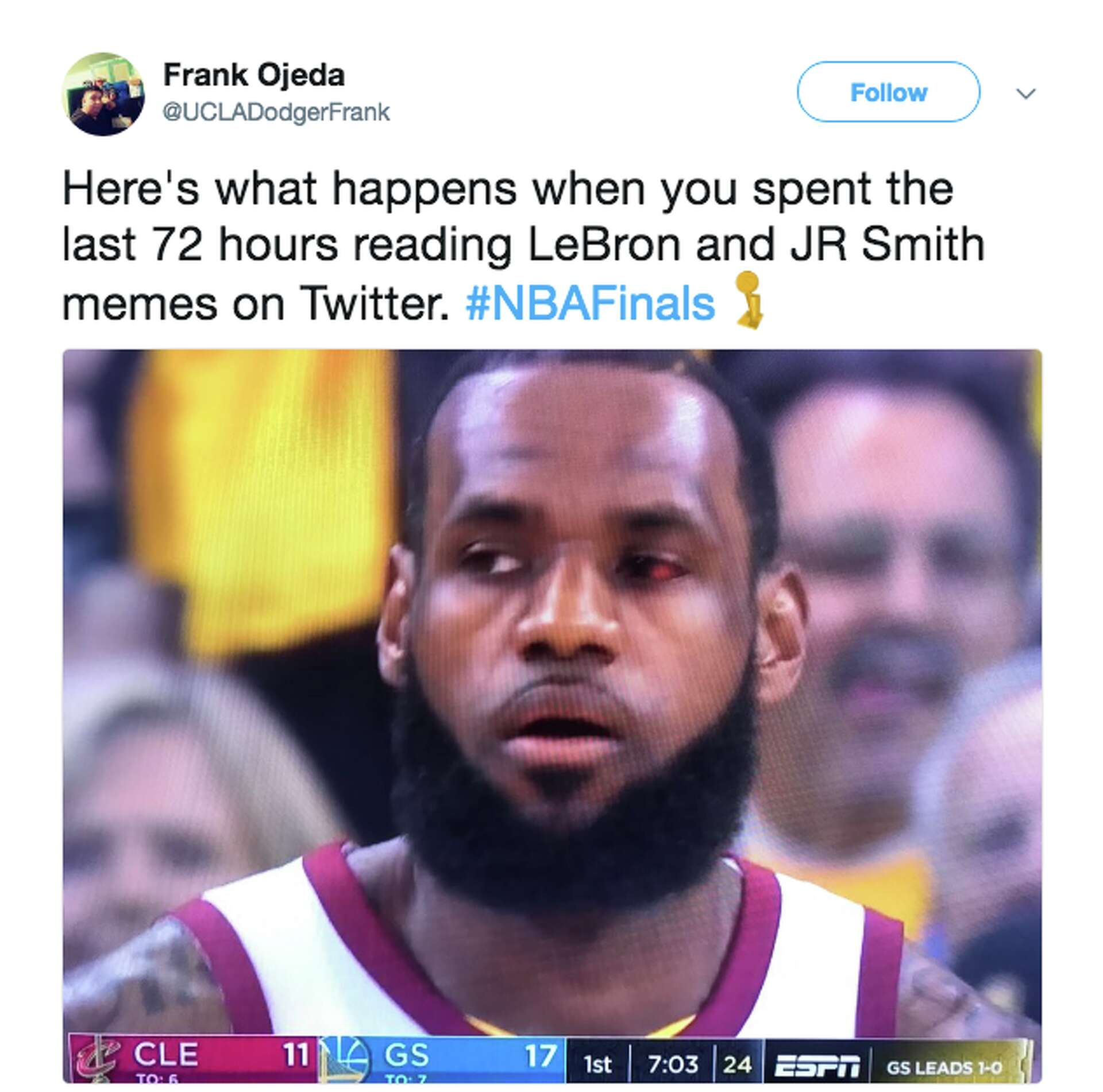 Sad LeBron, Steph's shooting and J.R. Smith: The best memes from Game 2 of  the NBA Finals, image size:1920x1902