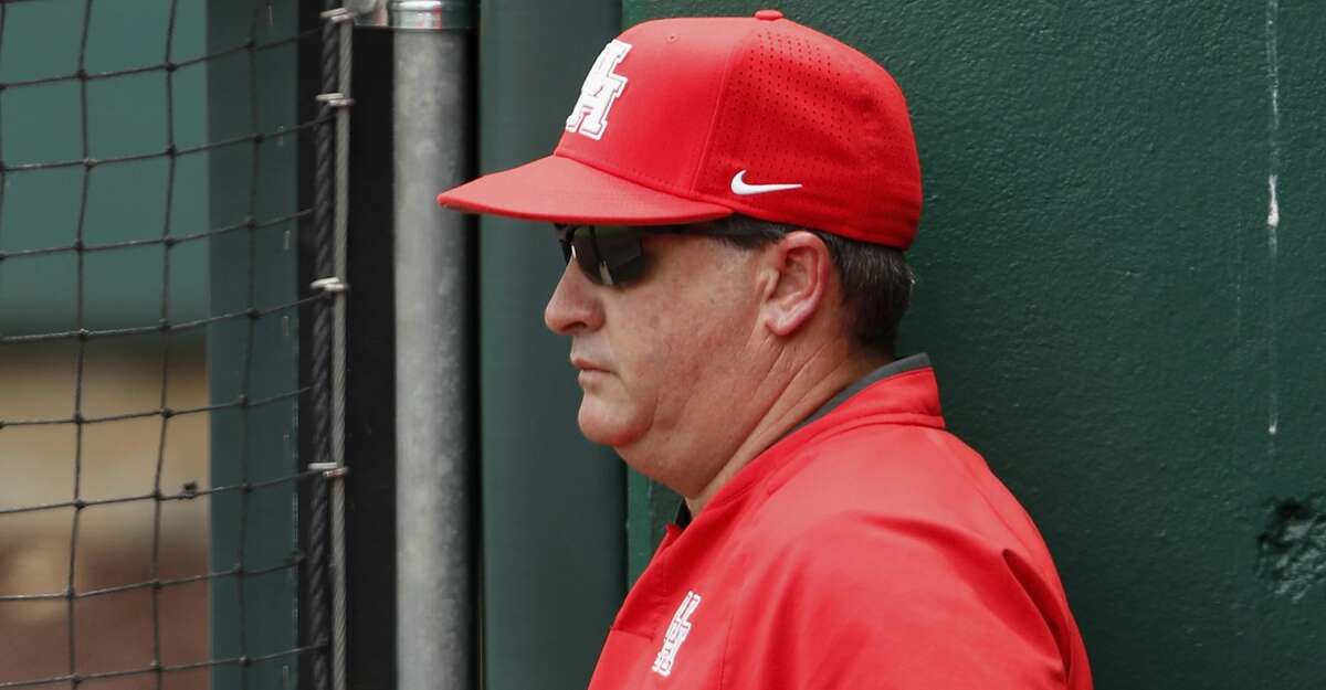 Houston head coach Todd Whitting watches from the dugout during the NCAA baseball game between the Cincinnati Bearcats and the Houston Cougars at Schroeder Park on Saturday, May 20, 2017, in Houston, TX.
