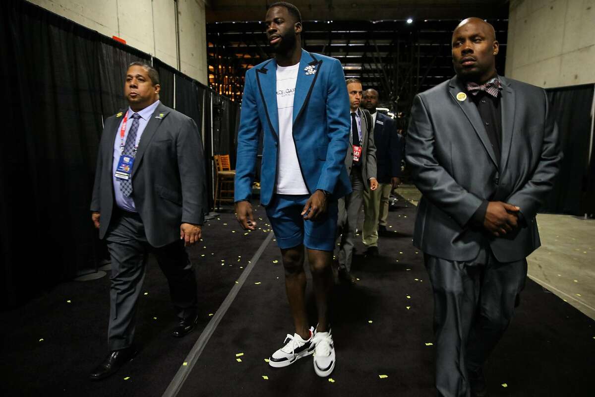 Draymond Green joins LeBron James in the shorts-suit brigade at Game 2
