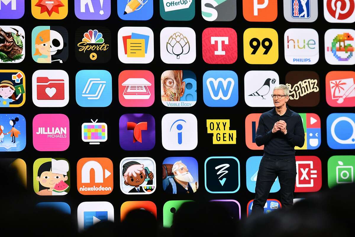 Apple CEO Tim Cook speaks at Apple's Worldwide Developer Conference (WWDC) at the San Jose Convention Centerin San Jose, California on Monday, June 4, 2018. / AFP PHOTO / Josh EdelsonJOSH EDELSON/AFP/Getty Images