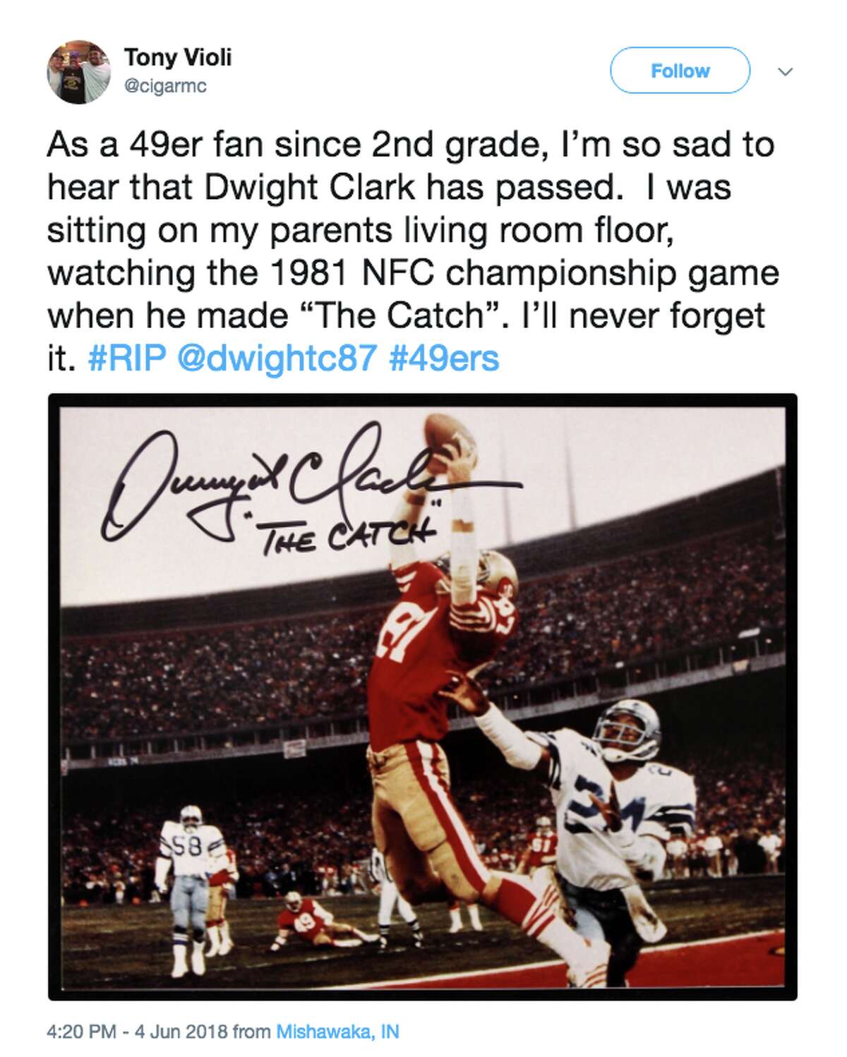 NFL Dwight Clark Dead at Age 61