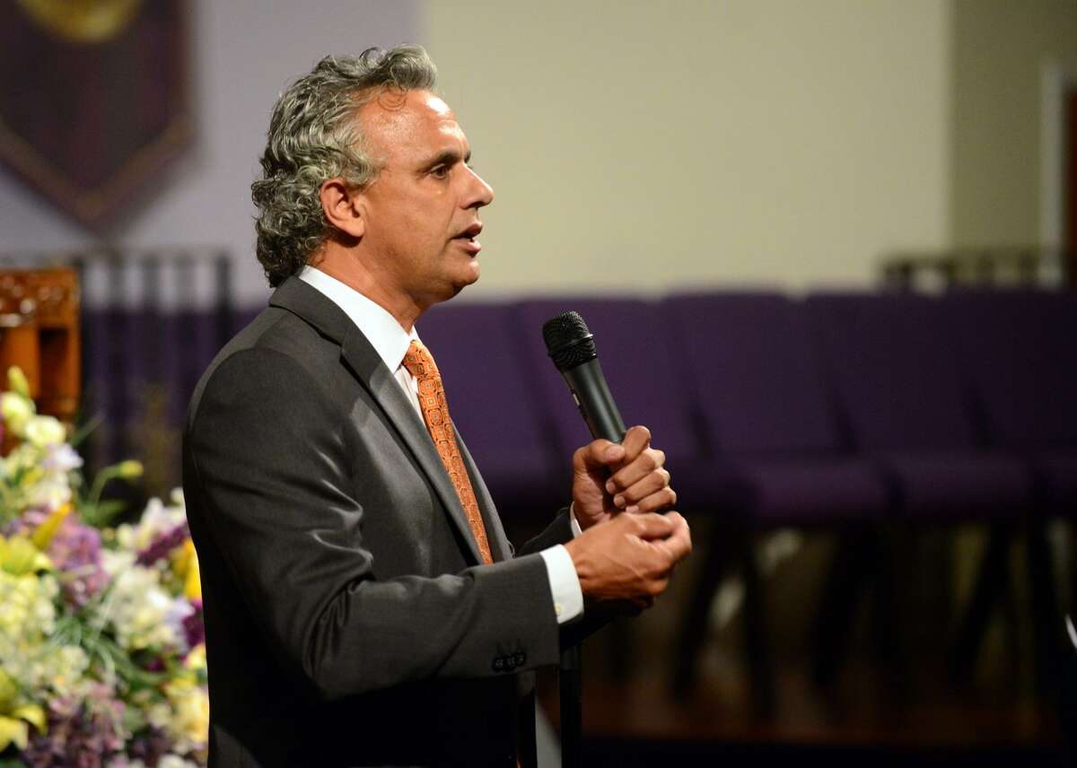 Republican mayoral candidate Enrique “Rick” Torres answers a question during a forum on education hosted by FaithActs for Education at Cathedral of Praise in Bridgeport, Conn., on Thursday Sept. 3, 2015. Candidates Joseph Ganim and Mary Jane Foster said they were not taking part in the event. Along with Torres, Mayor Bill Finch and fellow democratic candidates Tony Barr, Chris Taylor and Dave Daniels took part in the event.
