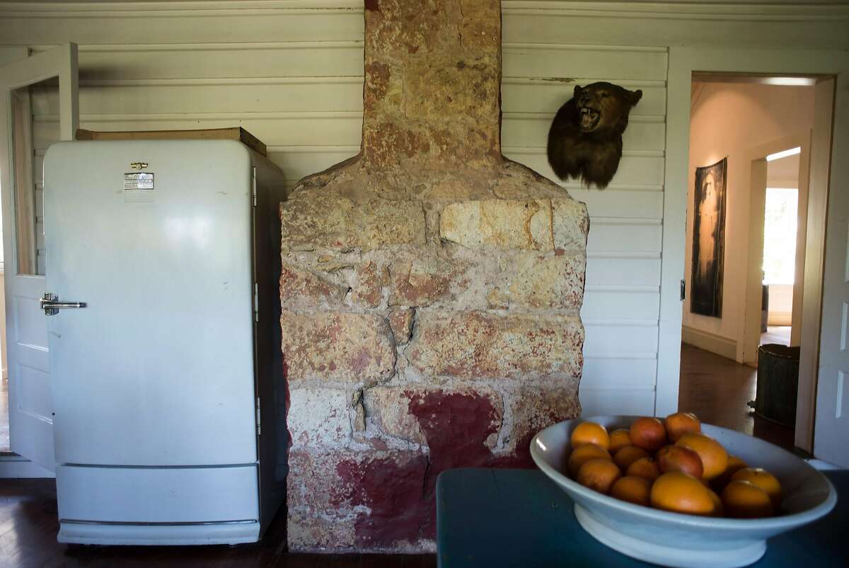 Refrigerator in the dining room at the home of Richard Carter in Pope Valley, CA on April 25, 2018