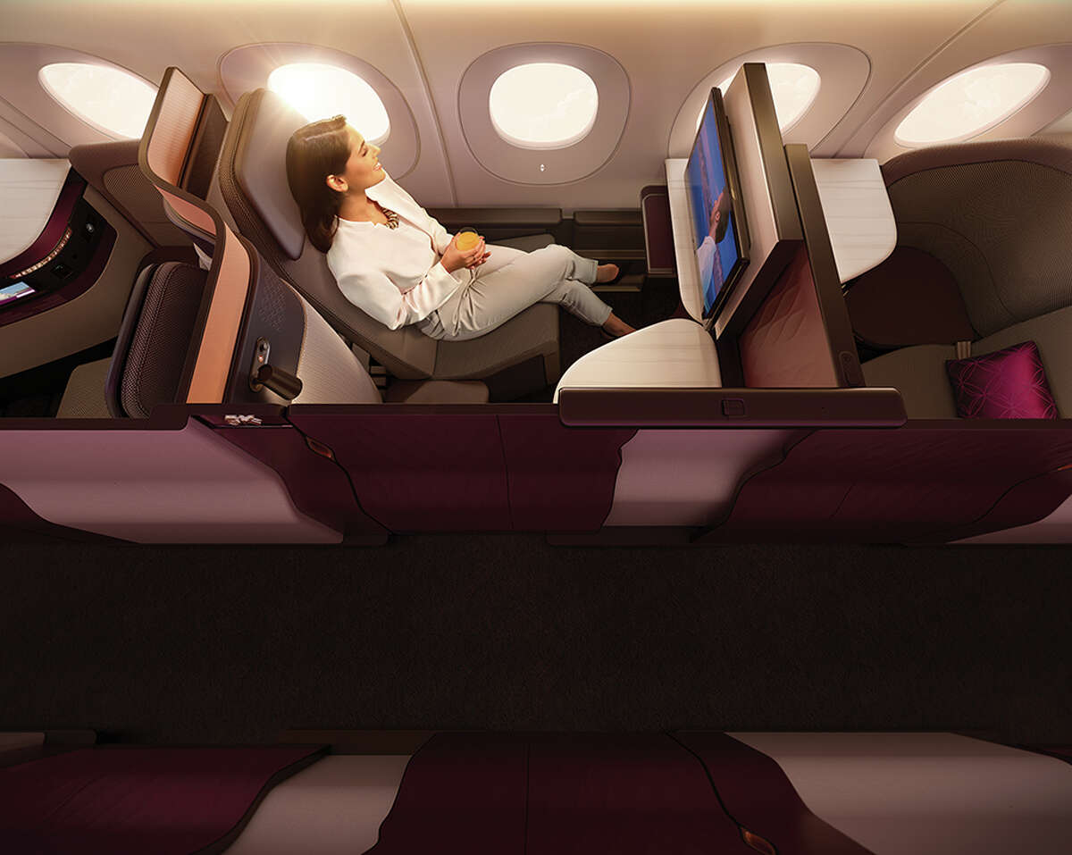 Qatar Airways is unveiling its Qsuite business class on flights between Houston and Doha, Qatar.