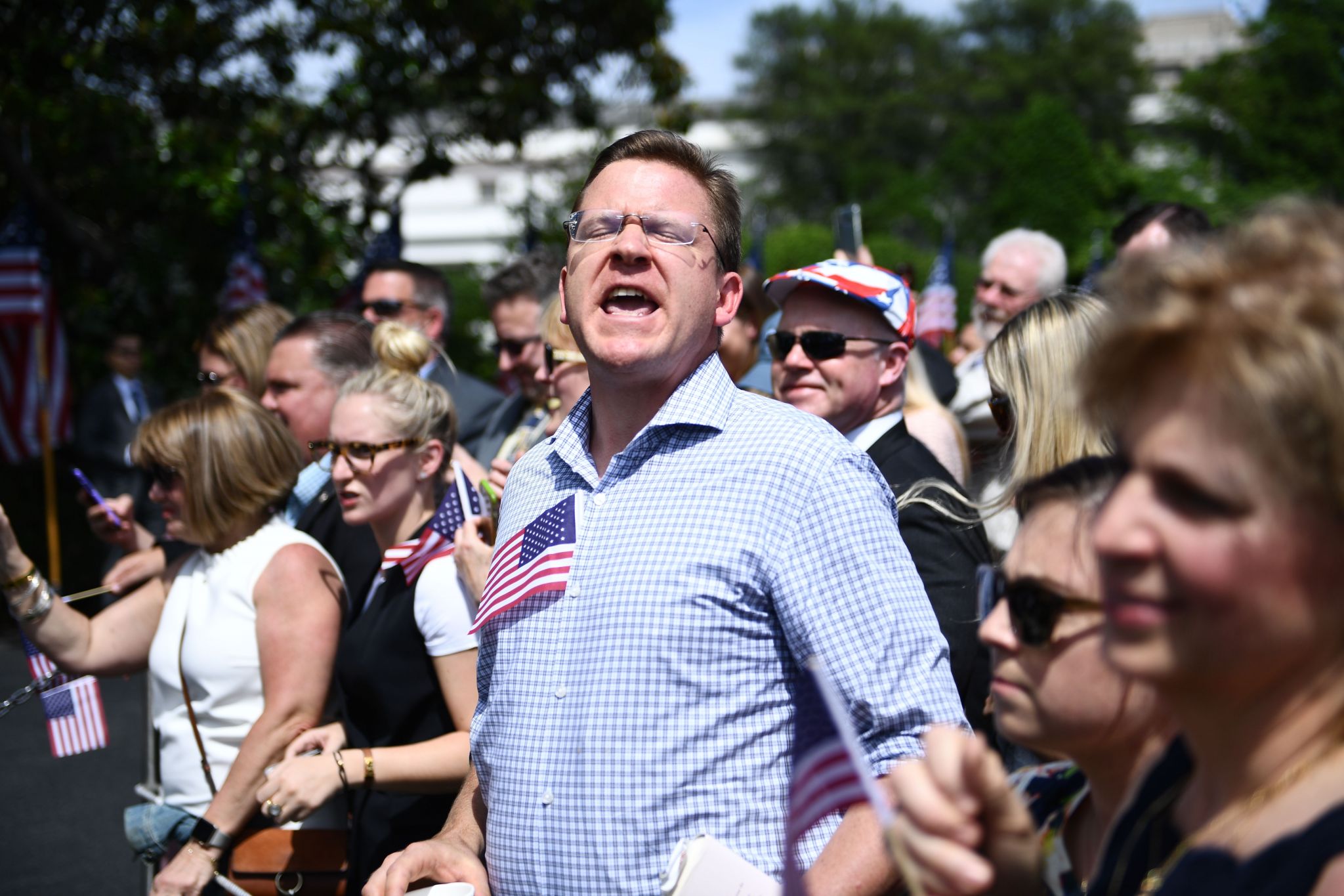 Two men take a knee at Donald Trump's 'Celebration of America' event