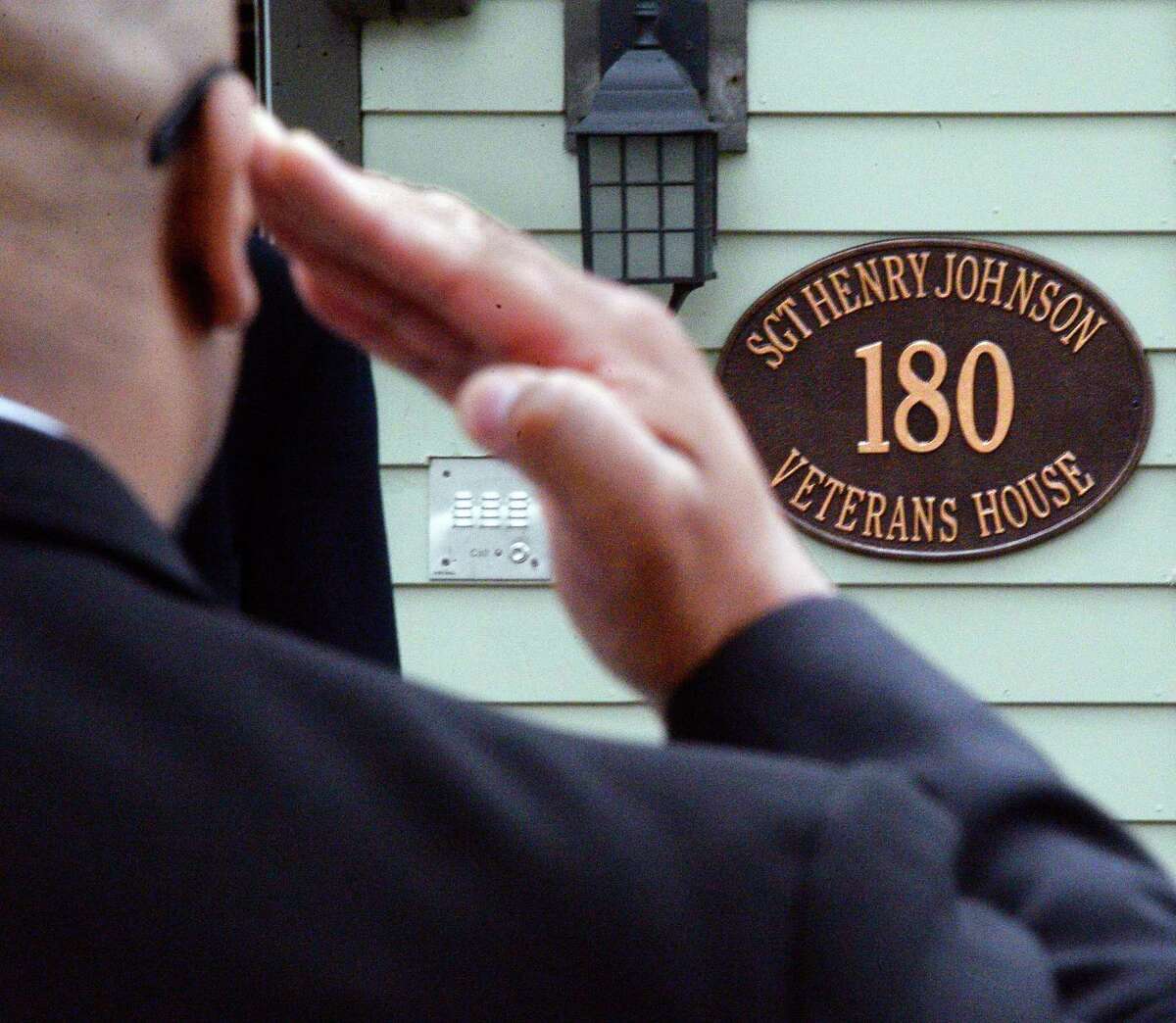 Albany Housing Coalition?•s Veterans House is rededicated as the Sgt. Henry Johnson Veterans House during the 2nd Annual Henry Johnson Day observance Tuesday June 5, 2018 in Albany, NY. (John Carl D'Annibale/Times Union)