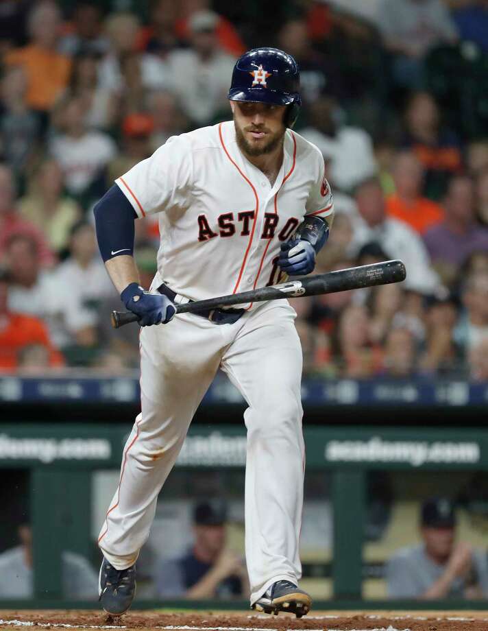 Houston Astros Max Stassi (12) throws his bat after grounding out during the fourth inning of an MLB game at Minute Maid Park, Tuesday, June 5, 2018, in La Porte. Photo: Karen Warren, Houston Chronicle / © 2018 Houston Chronicle