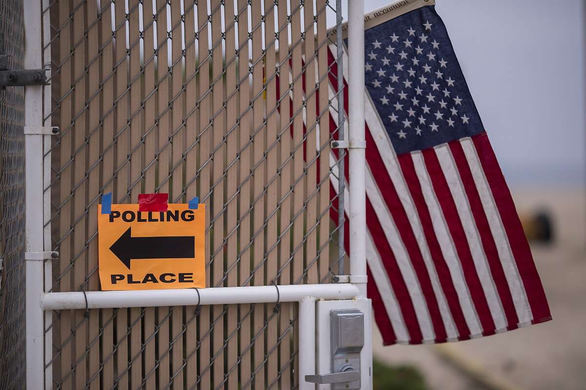 LOS ANGELES, CA - JUNE 05: Polling place signage is seen at a Los Angeles County lifeguard headquarters at Venice on June 5, 2018 in Los Angeles, California. California could play a determining role in upsetting Republican control the U.S. Congress, as they hope to win 10 of the 14 seats held by Republicans. (Photo by David McNew/Getty Images)