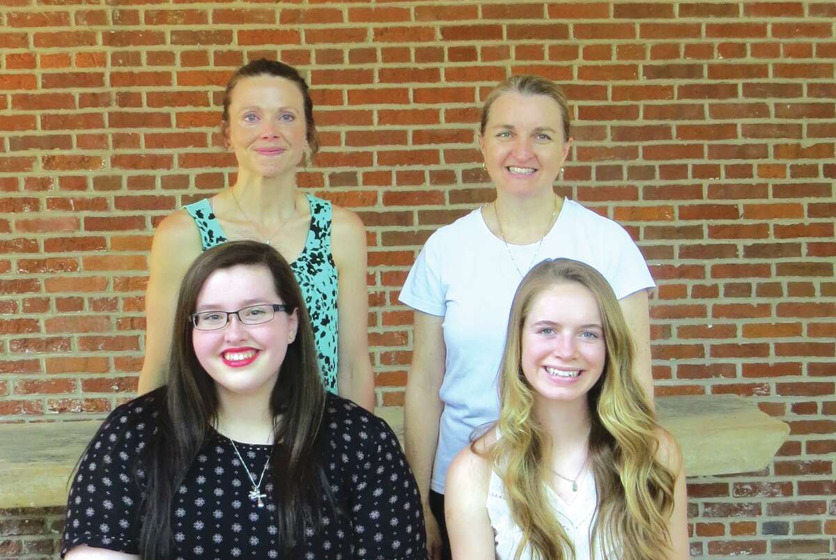 Two local P.E.O. chapters recently gave the P.E.O. Star Scholarship to two local high school graduates. Emily Klingensmith and Pam Farrar, from the P.E.O., stand behind scholarship winners Mackenzie Scott and Kennison Adams.