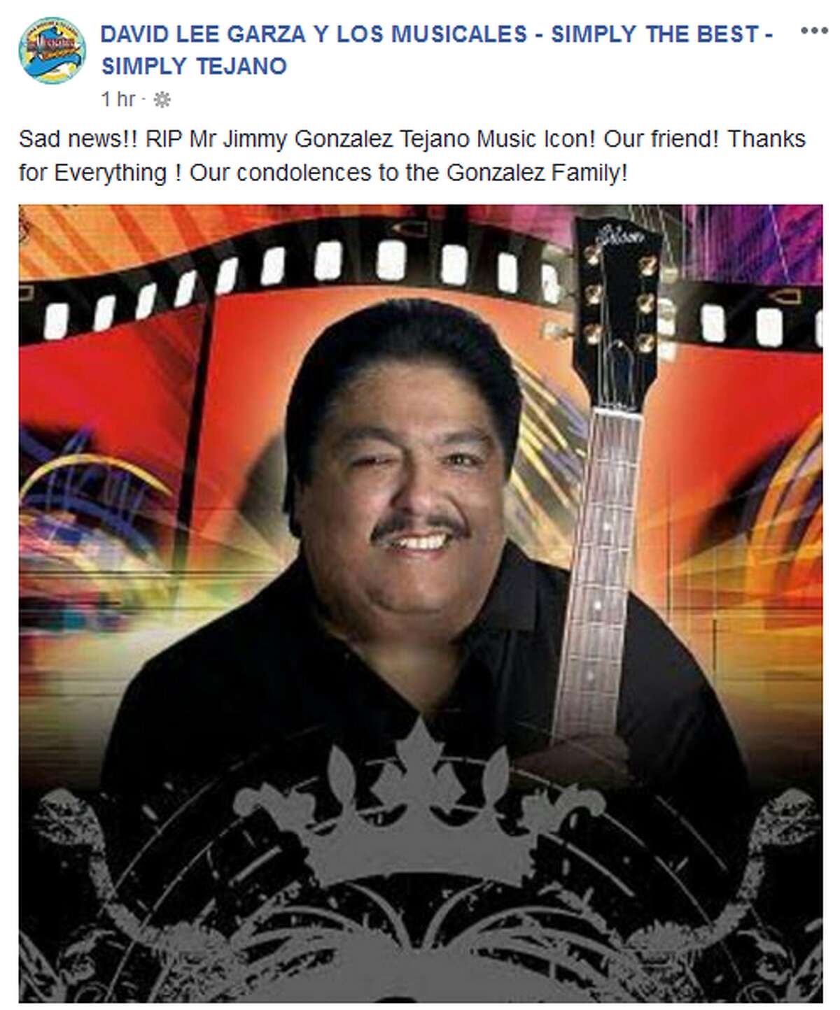David Lee Garza y Los Musicales: Sad news!! RIP Mr Jimmy Gonzalez Tejano Music Icon! Our friend! Thanks for Everything ! Our condolences to the Gonzalez Family!