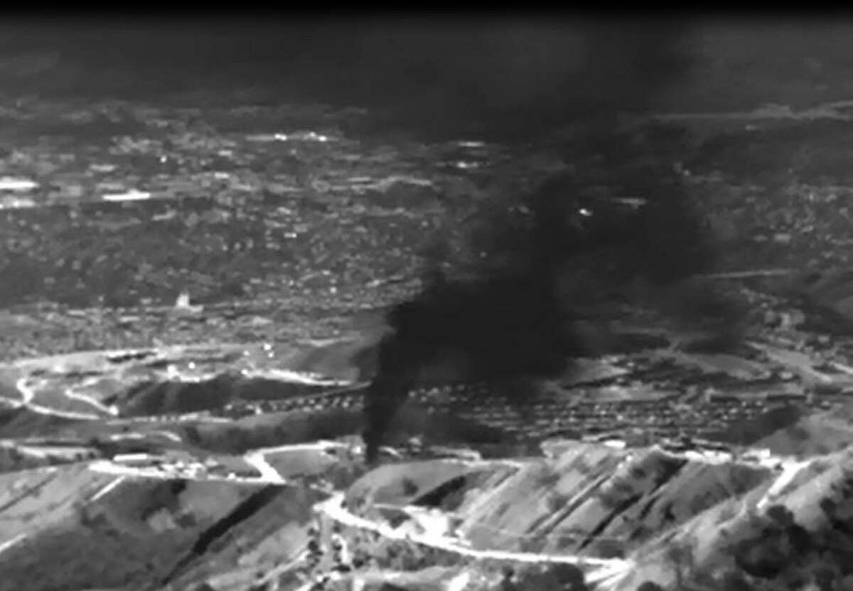 This infrared image released by the Environmental Defense Fund (EDF) shows methane gas leaking from the Aliso Canyon facility near the Porter Ranch suburb of Los Angeles. California Governor Jerry Brown on January 6, 2016, declared a state of emergency in Porter Ranch as the leak has forced thousands of nearby residents from their homes. Brown said all state agencies would be mobilized to stop the leak that started in October 2015 to protect public health, and to help the local community. == RESTRICTED TO EDITORIAL USE - MANDATORY CREDIT "AFP PHOTO / ENVIRONMENTAL DEFENSE FUND" - NO MARKETING NO ADVERTISING CAMPAIGNS - DISTRIBUTED AS A SERVICE TO CLIENTS =-/AFP/Getty Images