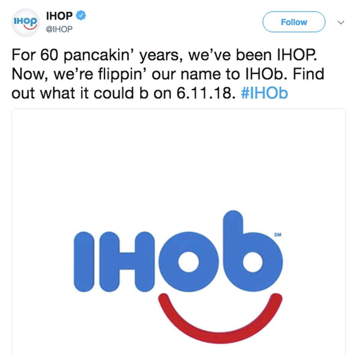 IHOP Promotes Burgers by 'Changing' Name to IHOb, Gets Reaction