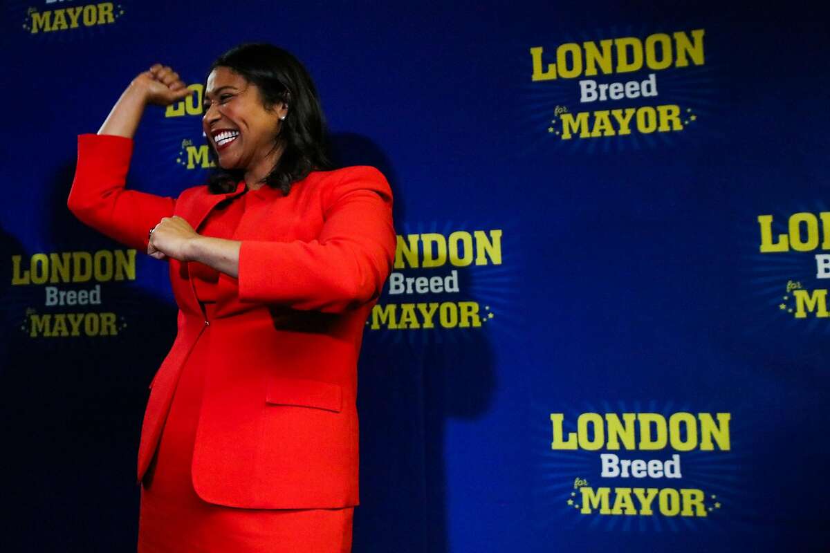 San Francisco mayoral candidate and Board of Supervisors President London Breed after speaking to supporters at her election party in San Francisco, California, on Tuesday, June 5, 2018.