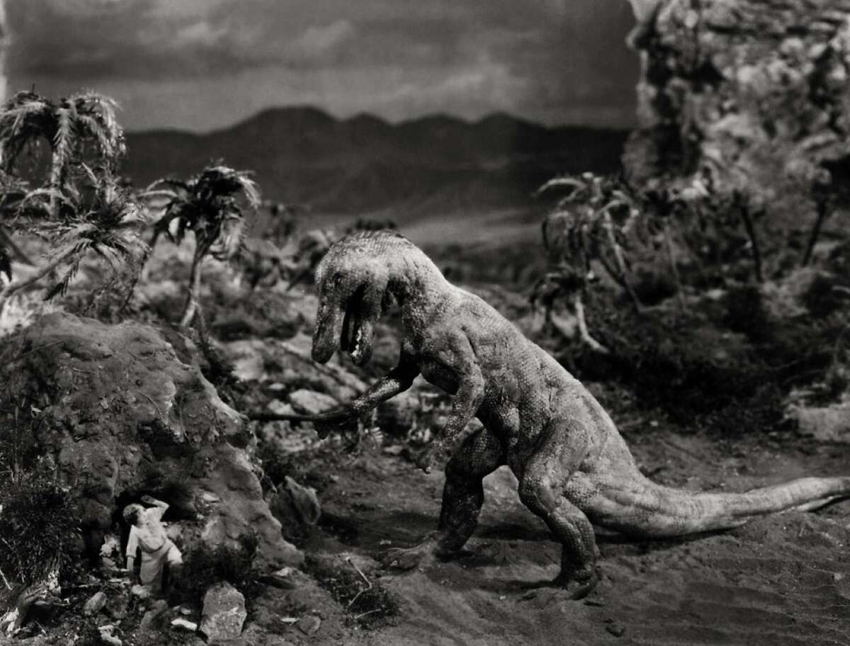 Bessie Love (lower left corner) under attack in a scene from "The Lost World" (1925), the first of four big-screen adaptations of Arthur Conan Doyle's 1912 novel. Photo courtesy of Wikimedia Commons.