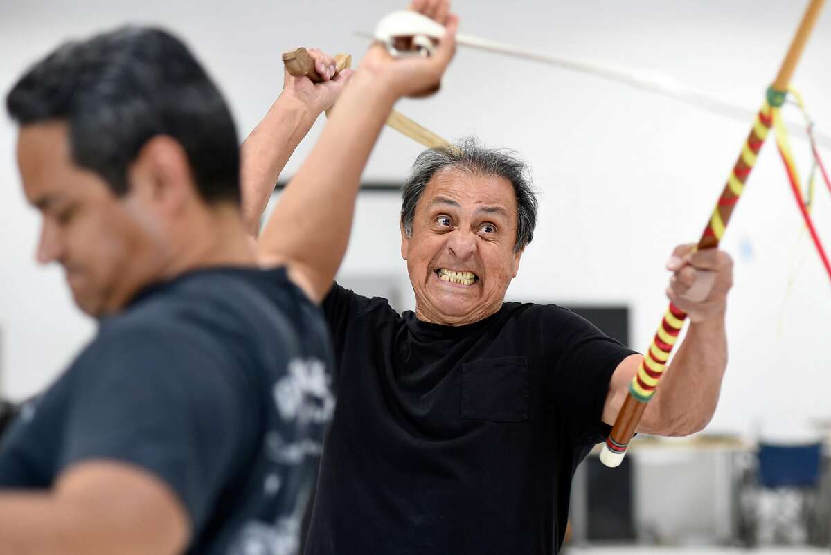 Actor Emilio Delgado rehearses scenes with the cast from the upcoming play "Quixote Nuevo", in which he plays a new version of Cervantes' Don Quixote, at Cal Shakes rehearsal space in Berkeley, Calif., on Tuesday June 5, 2018.
