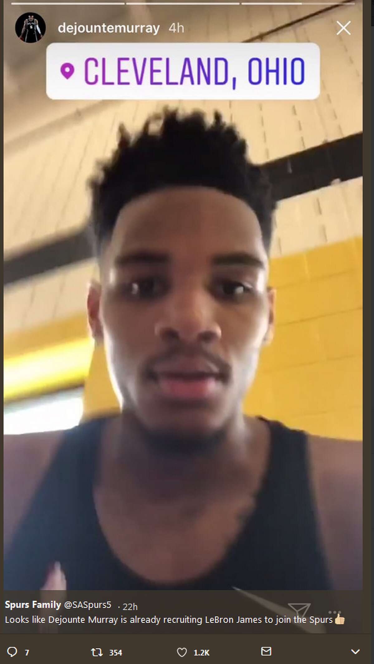 @SASpurs5: Looks like Dejounte Murray is already recruiting LeBron James to join the Spurs