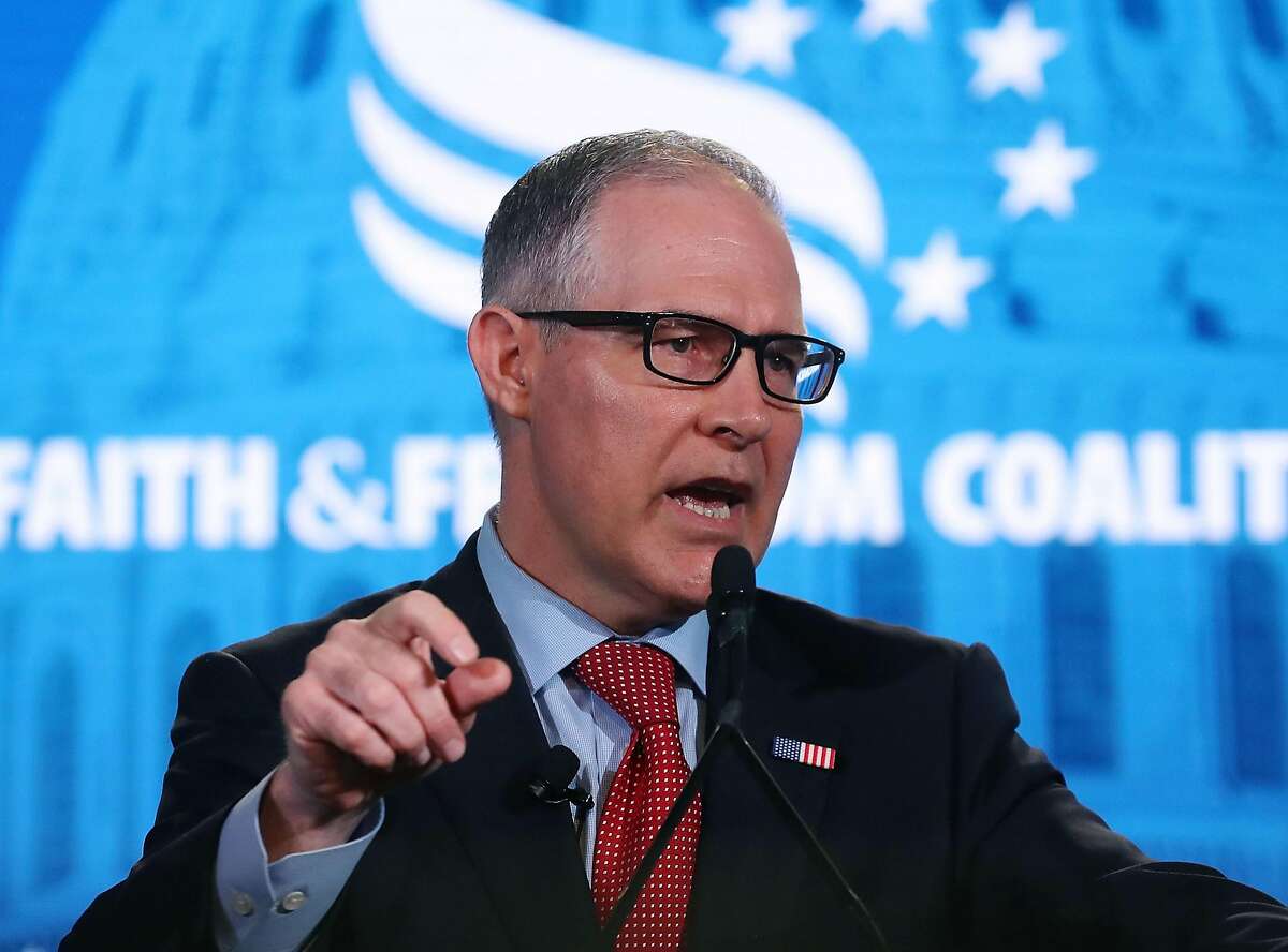 WASHINGTON, DC - JUNE 08: EPA Administrator Scott Pruitt speaks at the Faith and Freedom Coalition Road to Majority Policy Conference, at the Omni Shoreham Hotel, on June 8, 2018 in Washington, DC. Pruitt is facing mutiple ethics scandals from his actions since taking over the agency. (Photo by Mark Wilson/Getty Images)