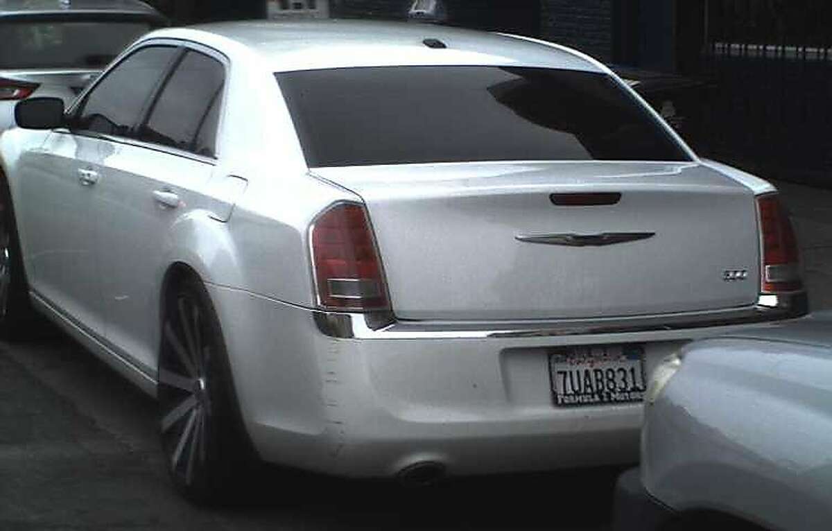 Caption2: San Francisco police released this photo of a white Chrysler associated with Robert Riley, a suspect in the killing of his wife, Vanessa Palma, on June 7, 2018, in San Francisco.