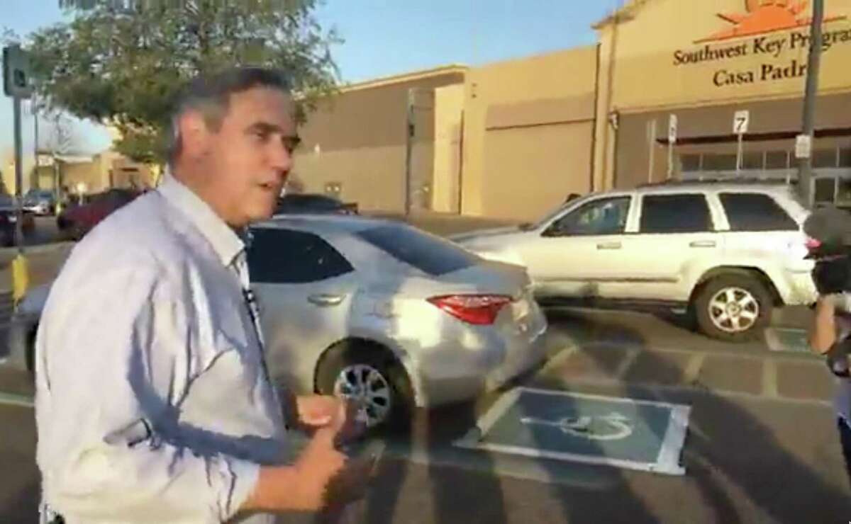 In this video frame grab, Senator Jeff Merkley, (D) Oregon, was denied entry into a shelter for immigrant children separated from their parents in Brownsville, Texas. The shelter, run by Southwest Key, has had numerous violations over the past two years as reported by the Texas Health Commission. Southwest Key runs more than a dozen affiliate shelters.