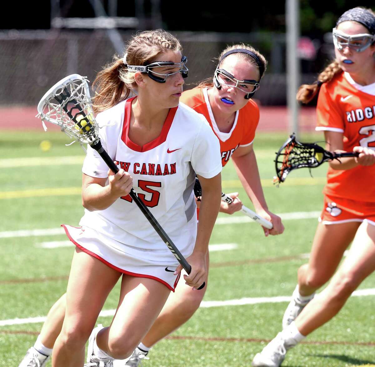 Class L girls lacrosse final New Canaan cruises past Ridgefield