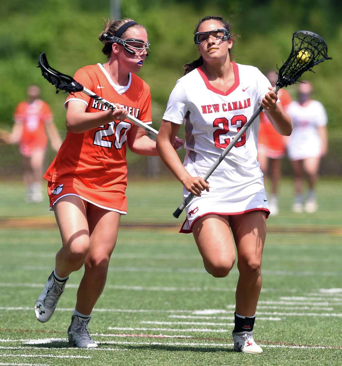 Class L girls lacrosse final New Canaan cruises past Ridgefield