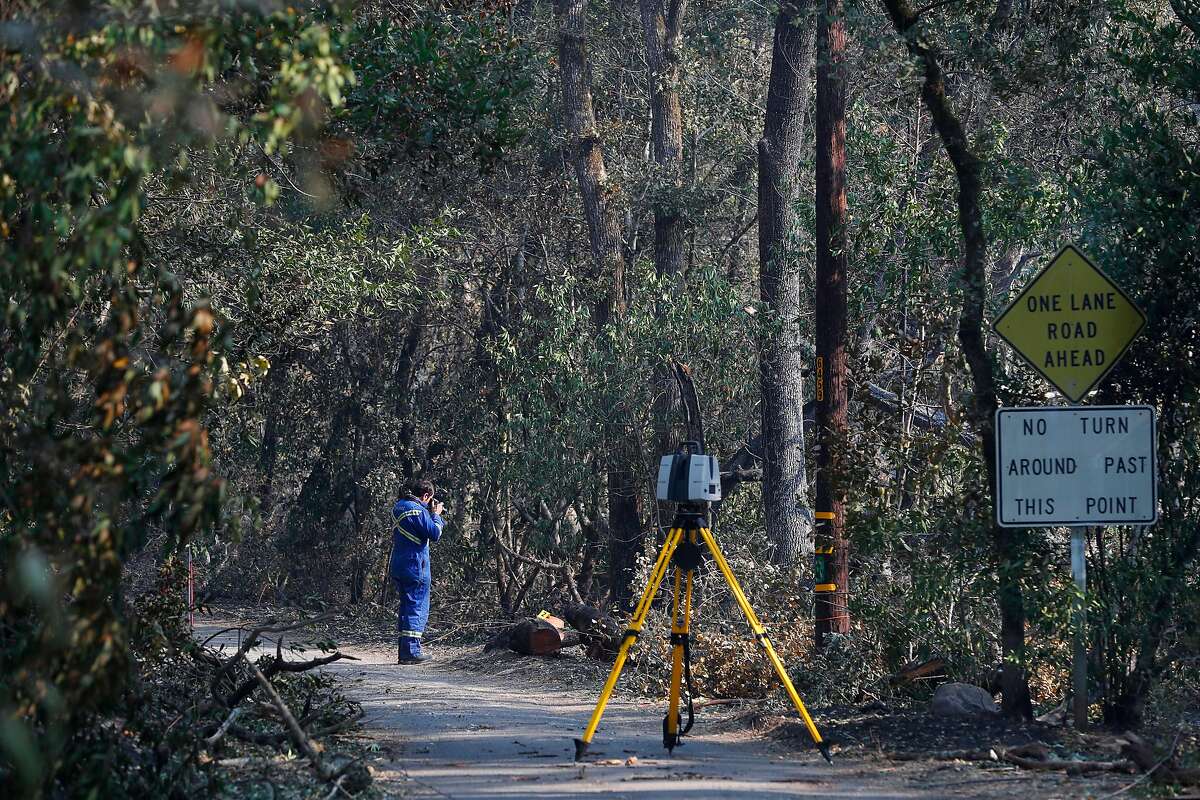 An investigators searches for the cause of the Nuns fire along Nuns Canyon rd. in Glen Ellen, Ca. as seen on Wednesday October 18, 2017.