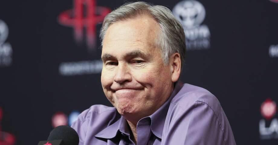 Houston Rockets head coach Mike D'Antoni reacts as he speaks at an end of the season press conference at the Toyota Center Wednesday, May 30, 2018 in Houston. (Michael Ciaglo / Houston Chronicle) Photo: Michael Ciaglo/Houston Chronicle