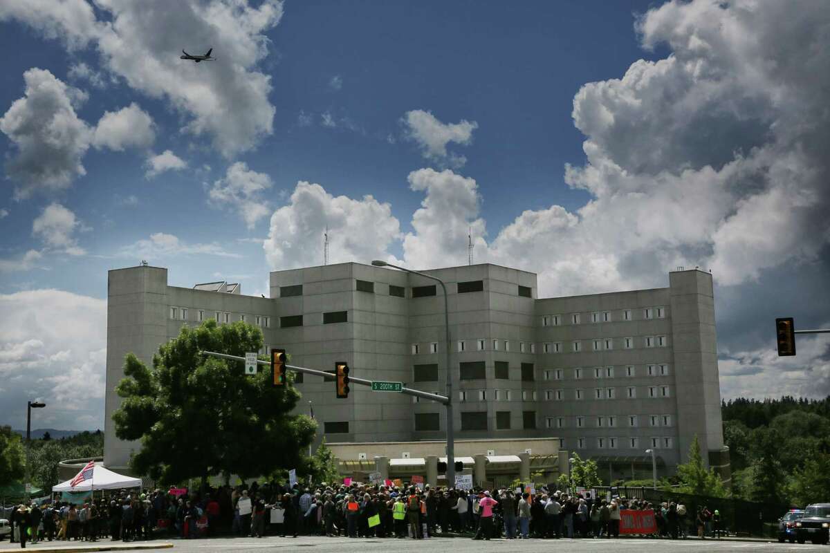 The Federal Detention Center in SeaTac where 174 women are being held, most of whom fled Central America to seek political asylum in the U.S.