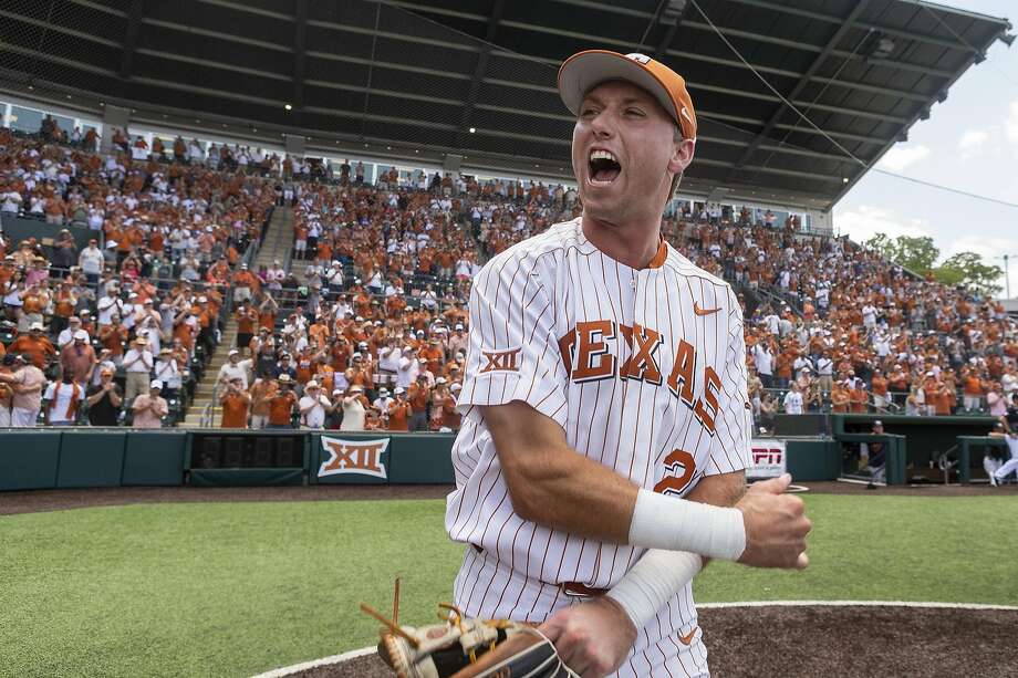 Texas' Kody Clemens celebrates the 5-2 win over Tennessee Tech during an NCAA Super Regional final  in Austin, Texas, that sent the Longhorns to the College World Series. Photo: Stephen Spillman / Stephen Spillman