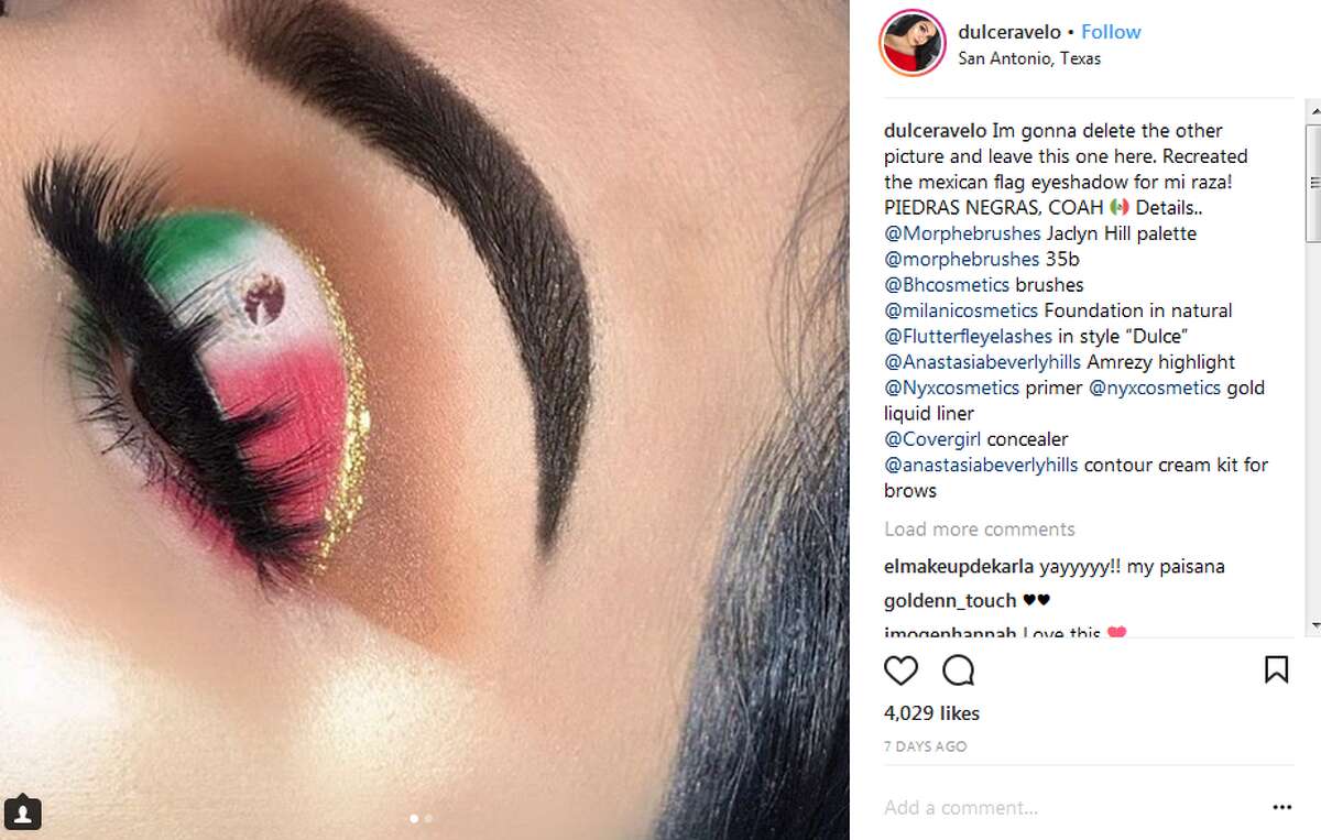 Mexican flag makeup Instagram user @dulceravelo created this Mexican flag-themed look.