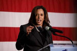 Senator Kamala Harris, a Democrat from California, speaks during a rally for Gavin Newsom, Democratic candidate for governor of California, not pictured, in Burbank, California, U.S., on Wednesday, May 30, 2018. The Democratic candidates running to replace Governor Jerry Brown -- Lieutenant Governor Newsom, former Los Mayor Antonio Villaraigosa and State Treasurer John Chiang-- have pledged to protect the rights of undocumented immigrants. Photographer: Patrick T. Fallon/Bloomberg