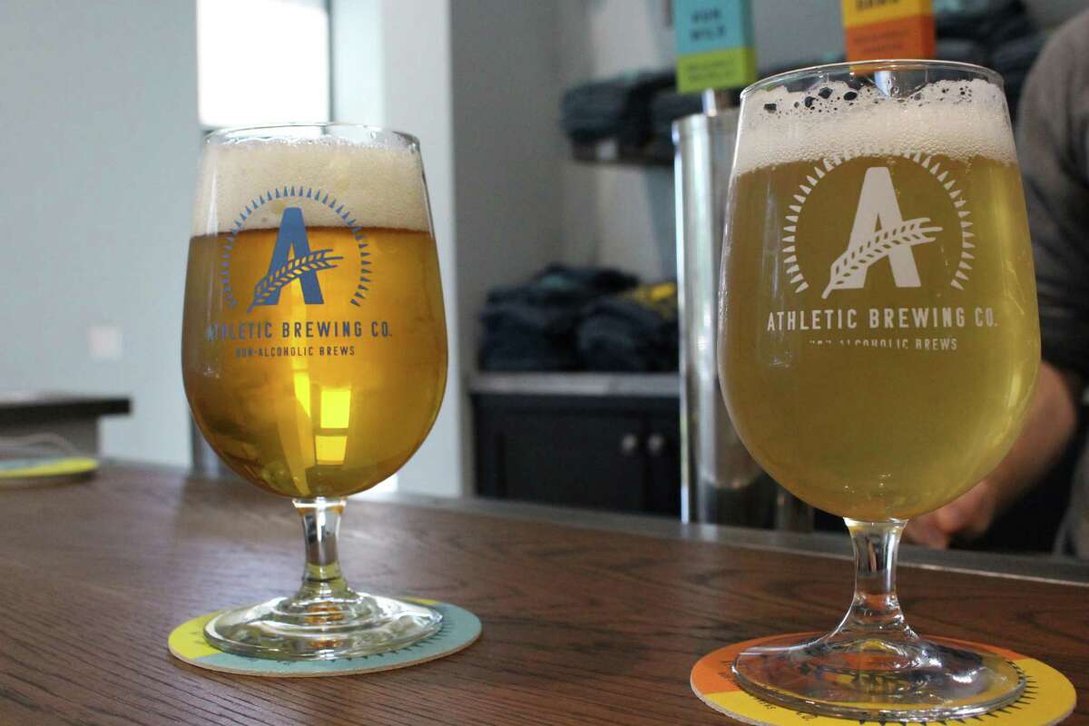 Athletic Brewing Company in Stratford has two flagship brews in its Run Wild IPA and Upside Dawn golden wheat ale.