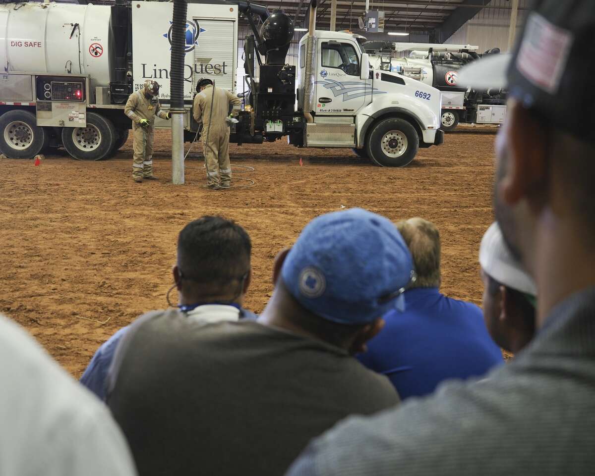 LineQuest personnel demonstrate hydro excavating, utilizing high pressure water and a vacuum to remove debris and water during a safety training event at the Midland Horseshoe in this 2018 file photo. Midland College's Petroleum Professional Development Center and the Damage Prevention Council of Texas are participating in an excavation safety event in Monahans on Excavation Safety Day, August 11.