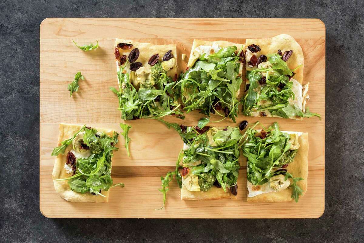 From storebought pizza dough, flatbread