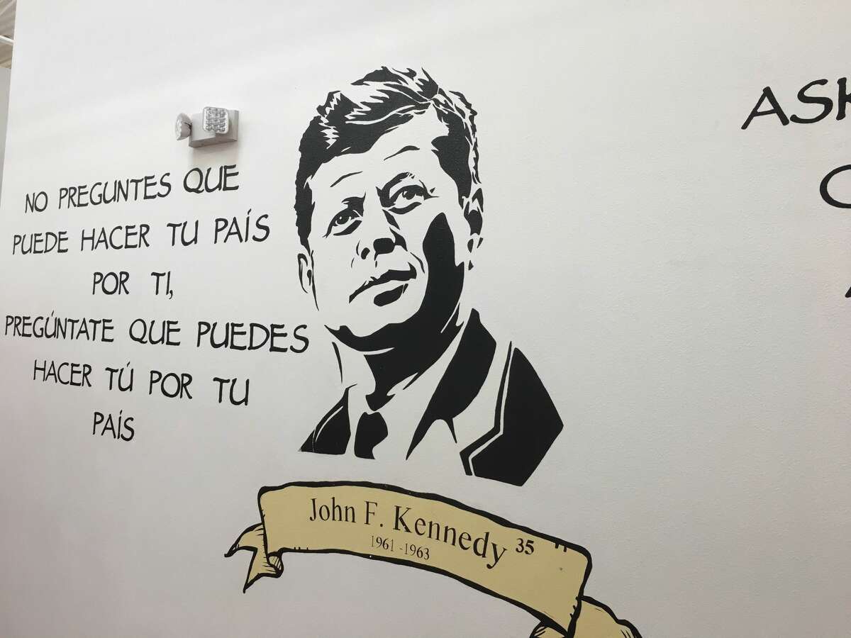 These are the murals on the walls of Southwest Key Program's Casa Padre in Brownsville a shelter for unaccompanied minors left at the border.