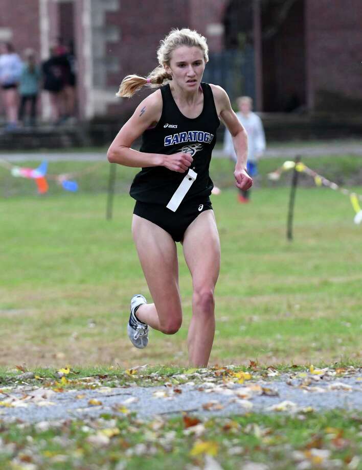 Kelsey Chmiel of Saratoga Springs wins the Class A girls sectional cross country meet at Saratoga Spa State Park on Friday, Nov. 3, 2017, in Saratoga Springs, N.Y. (Will Waldron/Times Union) Photo: Will Waldron / 20042000A