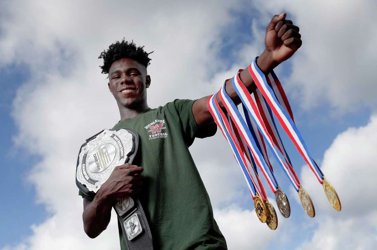 Kesean Carter, the All-Greater Houston Male Track Athlete of the Year, on the track at The Woodlands High School in The Woodlands, TX Tuesday, May 30, 2018. (Michael Wyke / For the Chronicle)