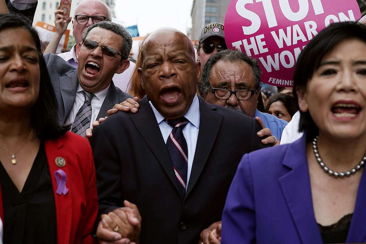 U.S. Reps. Pramila Jayapal (D-WA), John Lewis (D-GA), Raul Grijalva (D-AZ) and Judy Chu (D-CA) march to the headquarters of U.S. Customs and Border Protection during a protest June 13, 2018, in Washington, D.C. (Photo by Alex Wong/Getty Images) >>>See some rare archival images of Martin Luther King during the civil rights era ... 
