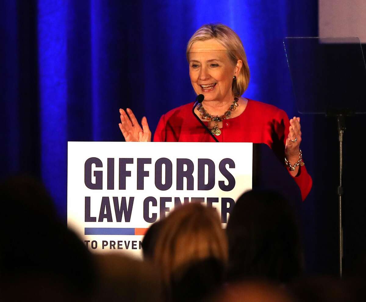 After receiving 2018 Courageous Leadership Award, Hillary Clinton speaks at Giffords Law Center's 25th Anniversary Dinner at Hyatt Regency in San Francisco, CA on Thursday, June14, 2018.