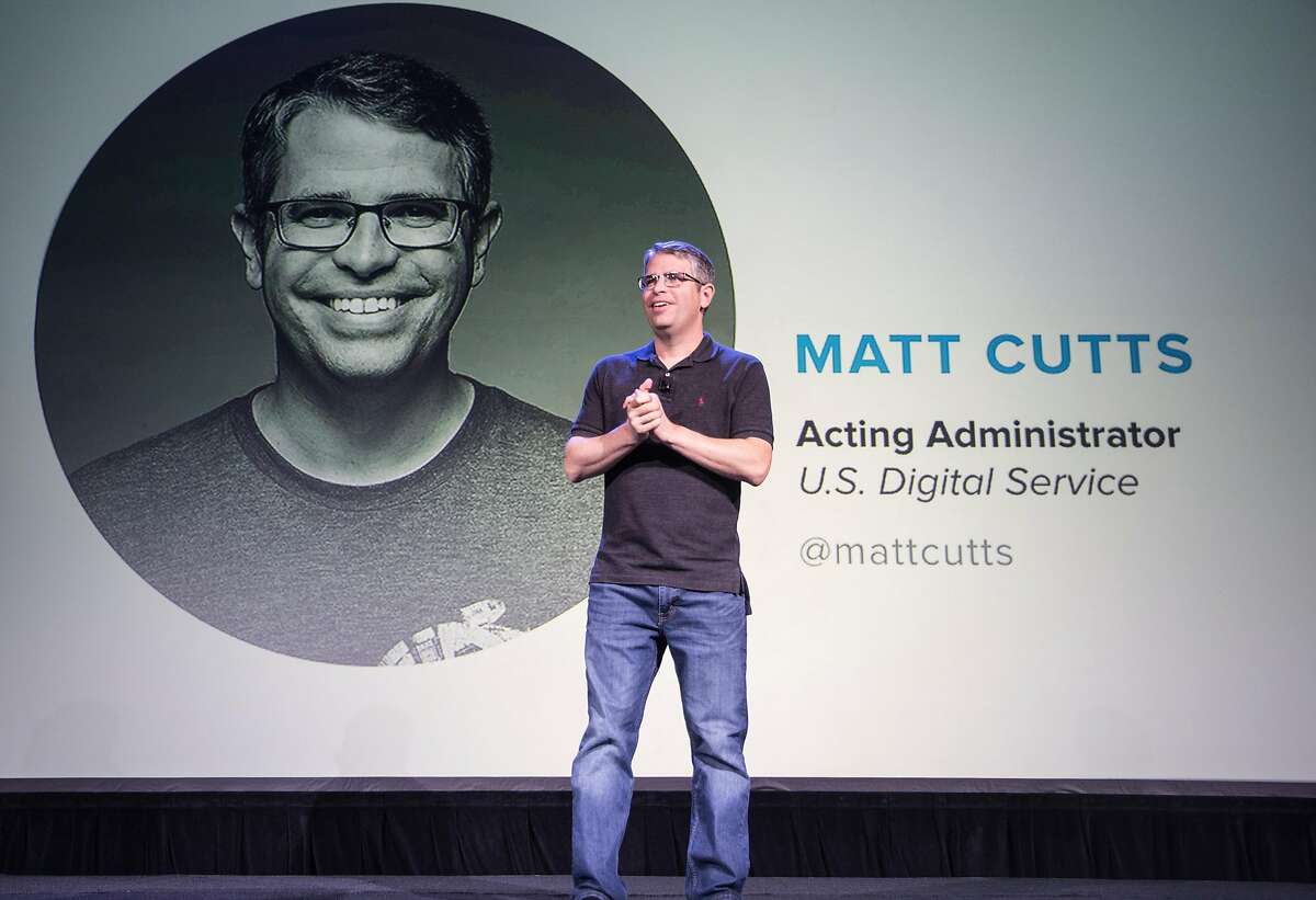 U.S. Digital Service Administrator Matt Cutts speaks during the Code for America conference at the Oakland Marriott City Center in Oakland, Calif. Thursday, May 31, 2018.