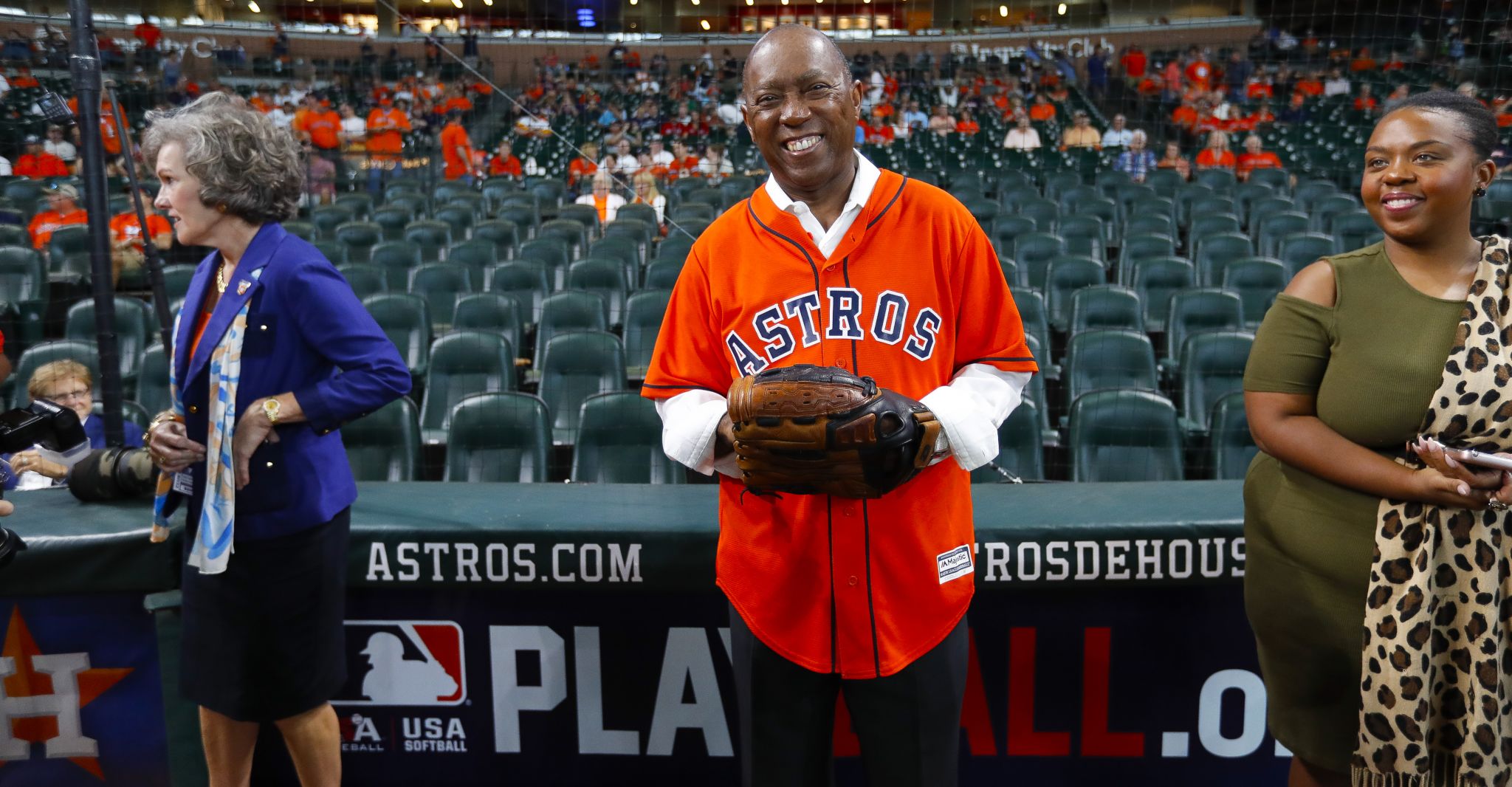 Houston Mayor Sylvester Turner threw out the first pitch as the Astros  returned to Minute Maid Park