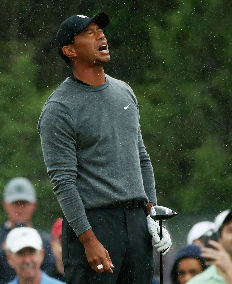 Tiger Woods reacts after playing his shot from the 16th tee during the second round of the U.S. Open Golf Championship, Friday, June 15, 2018, in Southampton, N.Y. (AP Photo/Carolyn Kaster) Photo: Carolyn Kaster / Copyright 2018 The Associated Press. All rights reserved.