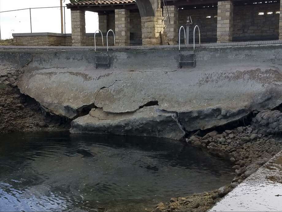 The damage to the pool at the Balmorhea State park was documented by the Texas Parks and Wildlfe staff. Photo: Texas Park And Wildlife