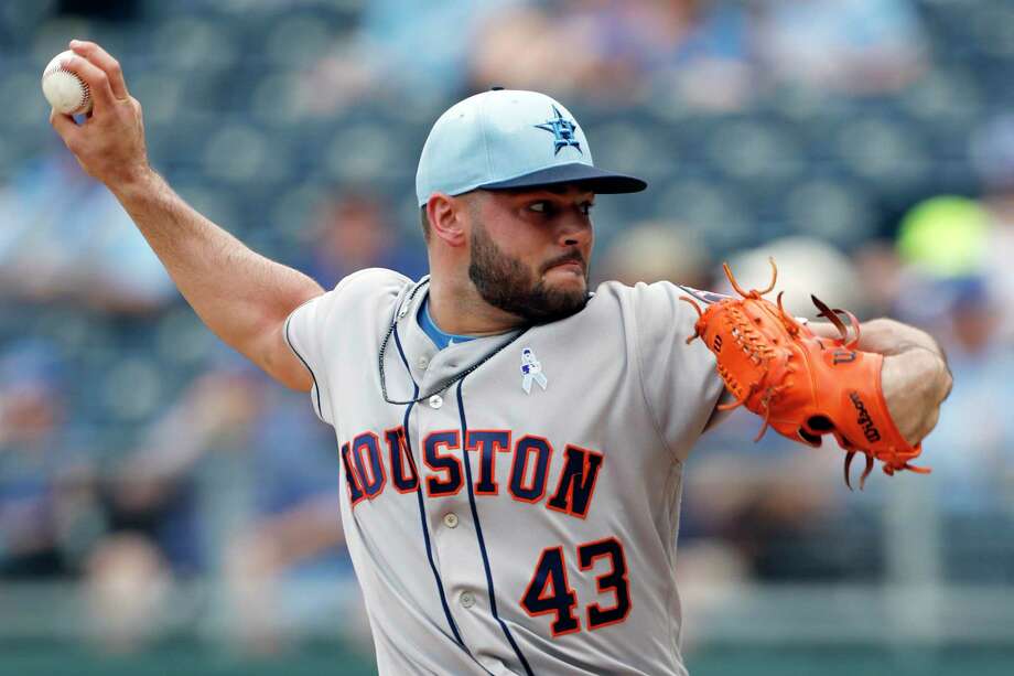 Houston Astros pitcher Lance McCullers Jr. throws to a Kansas City Royals batter in the first inning of a baseball game at Kauffman Stadium in Kansas City, Mo., Sunday, June 17, 2018. (AP Photo/Colin E. Braley) Photo: Colin E. Braley / FR123678 AP
